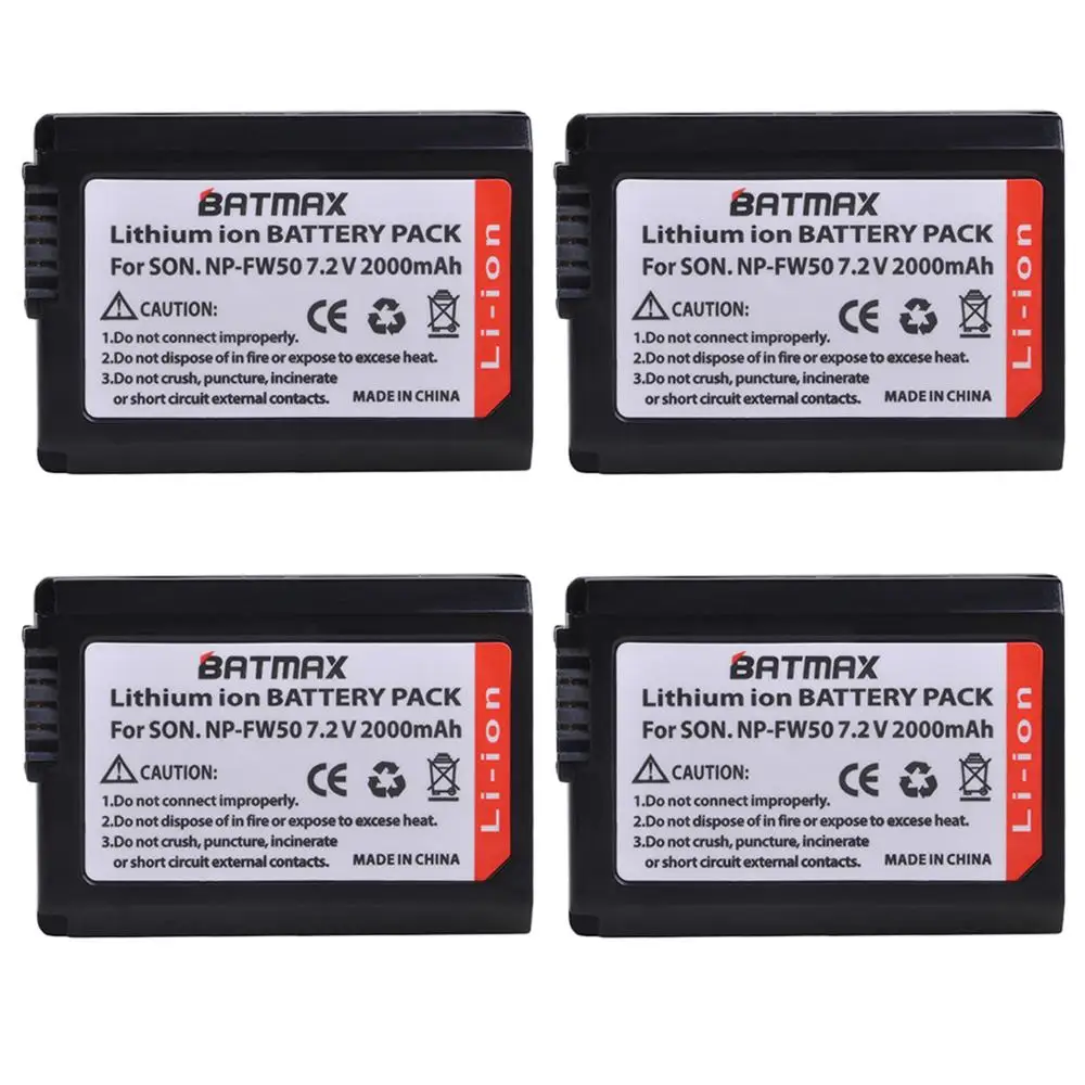 4X 2000MAh NP-FW50 NP FW50 Pin + Tặng Đèn LED USB Sạc Đôi Cho Sony A6000 A6400 A6300 A6500 A7 A7II a7RII A7SII A7S A7S2 A7R