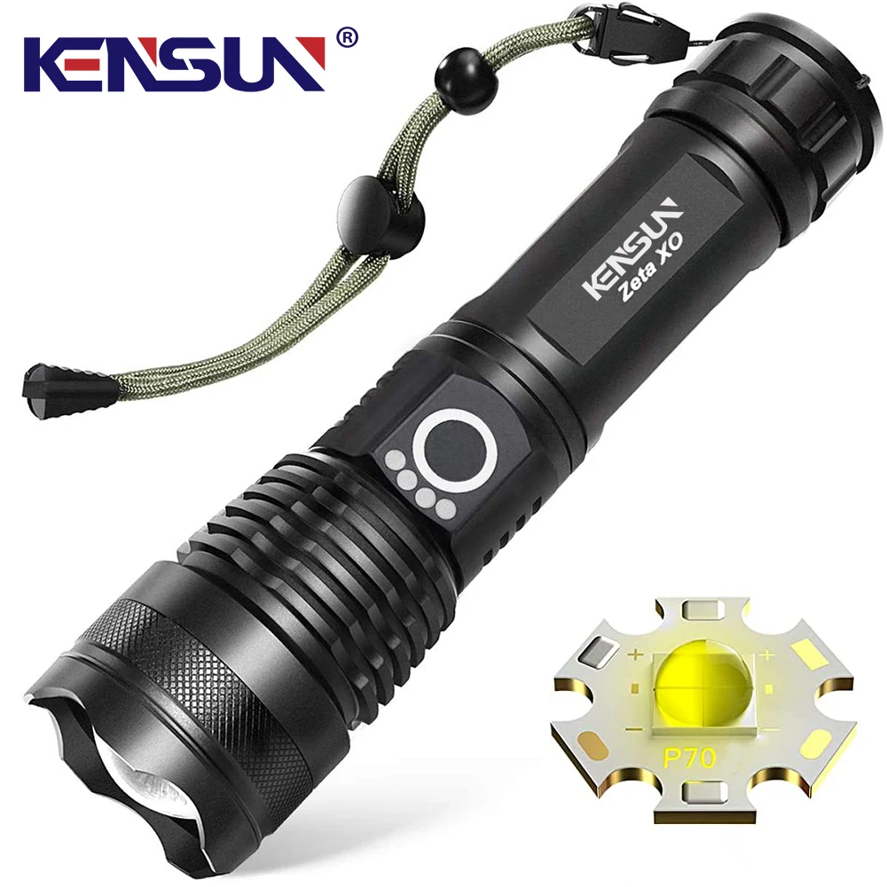 KENSUN Cao Cấp XHP70 Sạc Led 4 Nhân Đèn Pin Zoom Usb Tay Lồng Đèn Cho Cắm Trại, ngoài Trời & Sử Dụng Khẩn Cấp ﻿