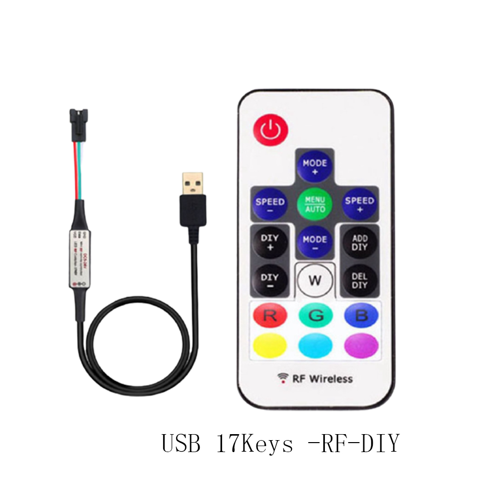 WS2812B WS2811 LED Pixel Streifen Licht Controller USB/DC 3Keys RF 14/17/21 Tasten Mit fernbedienung DC5-24V