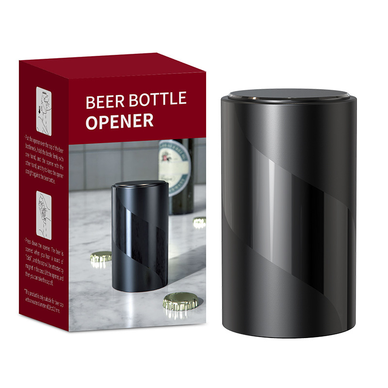 Portable Magnet-Automatic Beer Bottle Opener with Cap Catcher Picnic Camping Barbecue Travel, No Damage to Bottle Cap