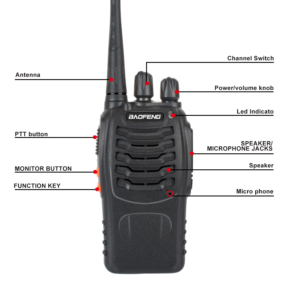 2 pçs/lote Frete grátis walkie talkie baofeng bf-888s UHF baofeng presunto amador VOX rádio 888s 400-470MHz 16CH com fone de ouvido