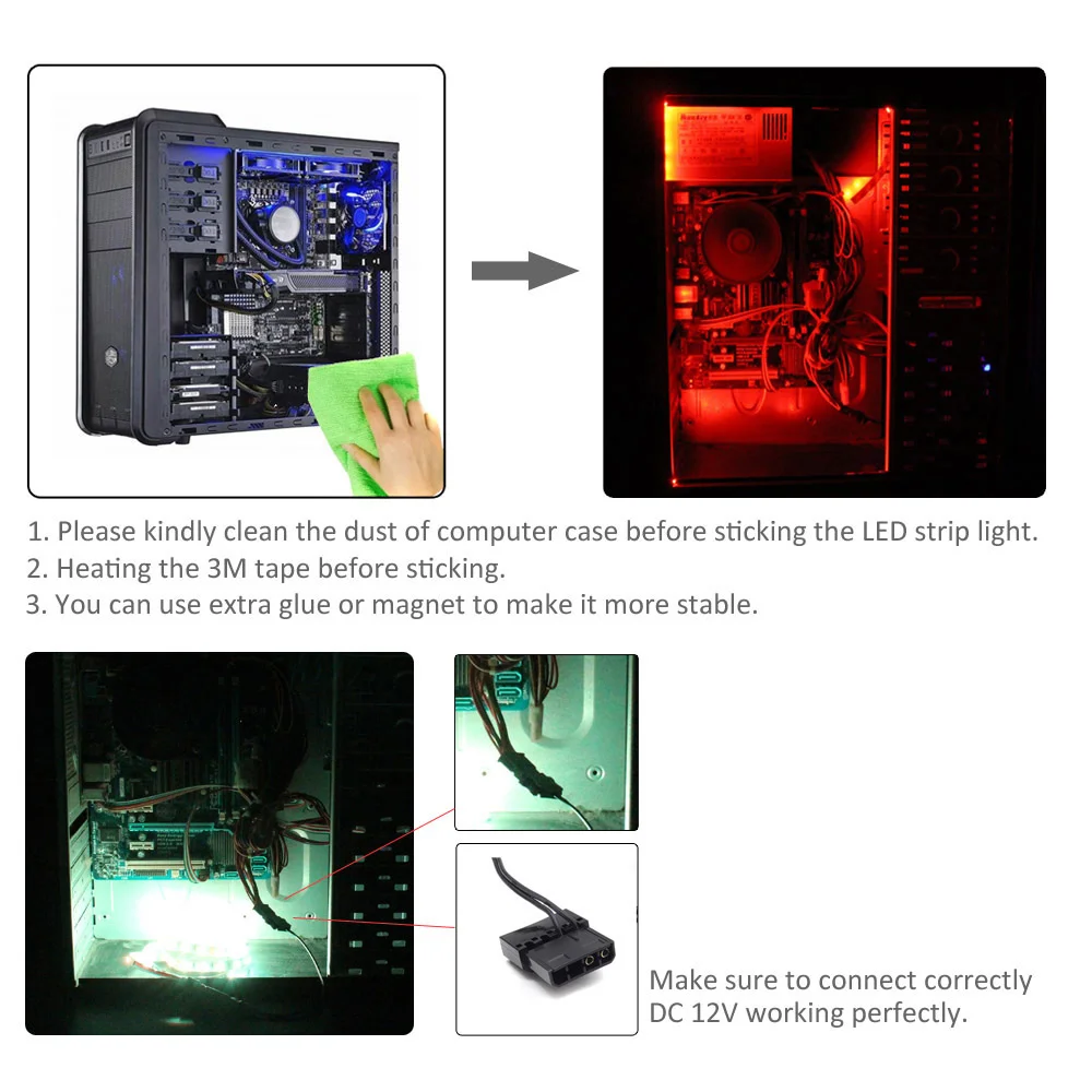 MJJC SATA RGB-LED-Controller, 12 V DC 5050, RF17-Tasten, Fernbedienung, kabellos, großer 4-poliger Controller für PC-Lüfter, Computergehäuse, Streifenbeleuchtung