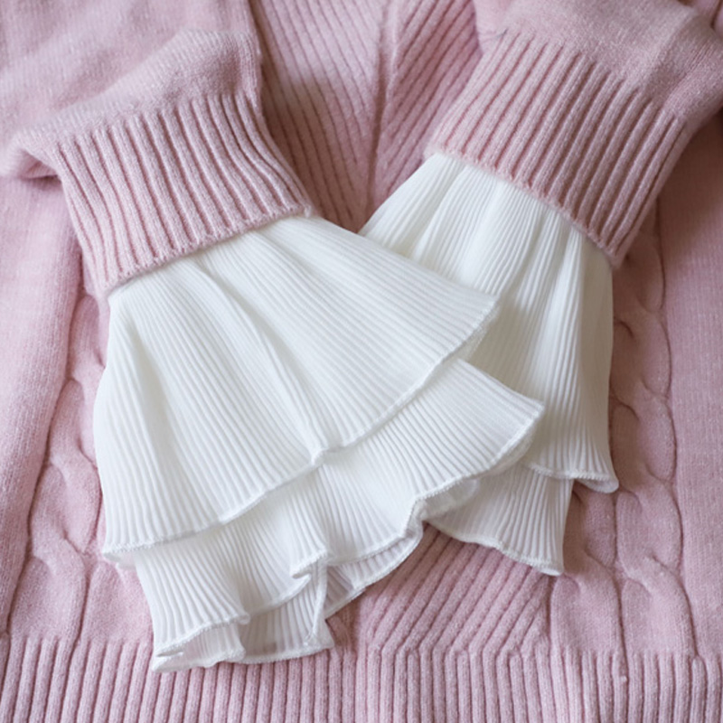 Weiß Gefälschte Hülse Manschette DIY Rüschen Abnehmbare Manschetten Für Frauen Pullover Taste Schwarz Dekoriert Spitze Manschette Gefälschte Ärmeln Krawatte