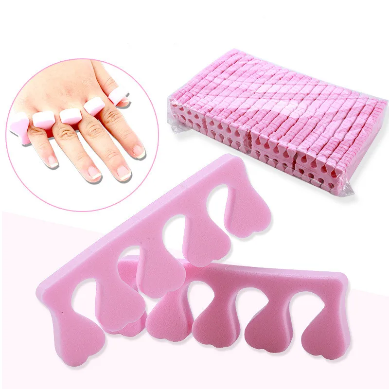 สีชมพูอ่อน 100pcs Finger Toe Separators ทําเล็บมือเล็บเท้าเท้าฟองน้ําบีบอัดเล็บเครื่องมือเหมาะสําหรับผู้ชายและผู้หญิง