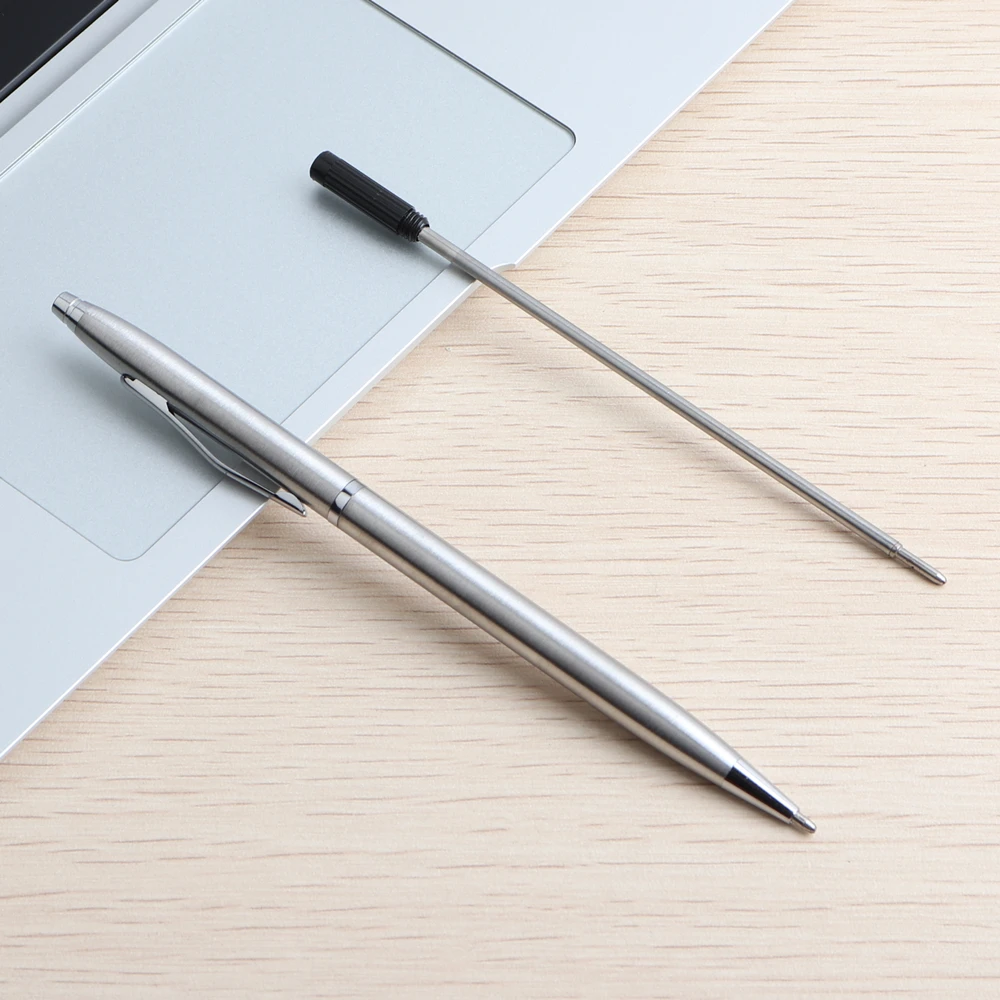 2/11/20 Chiếc Bút Bi Thép Không Gỉ Cần Quay Kim Loại Bút Bi Văn Phòng Phẩm Ballpen 0.7 Mm Xanh Dương mực In Văn Phòng & Đồ Dùng Học Tập