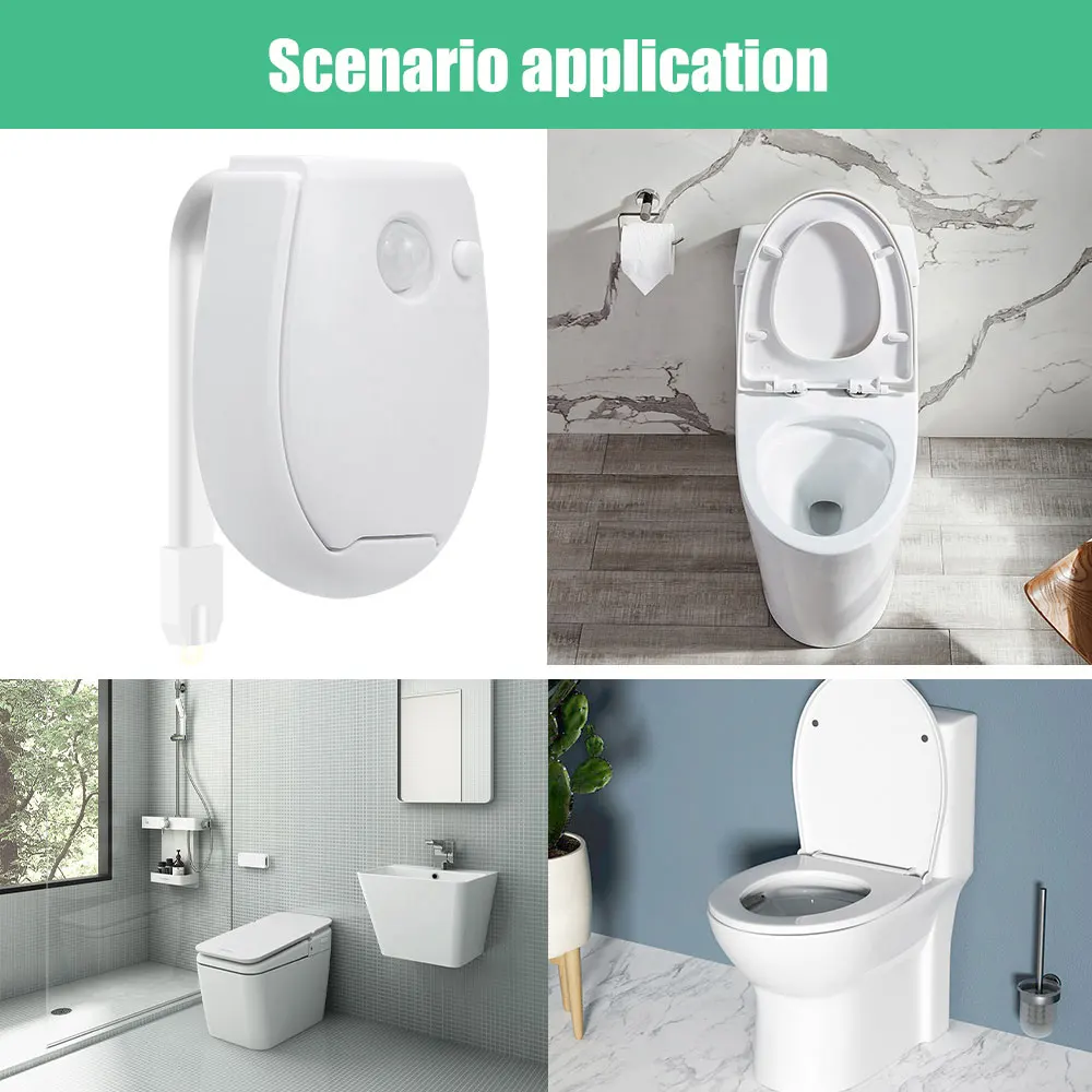 Sensor de movimiento PIR inteligente de 7 colores, luz nocturna para asiento de inodoro, retroiluminación impermeable para cuenco, Luminaria LED, lámpara para WC, suministro para el hogar