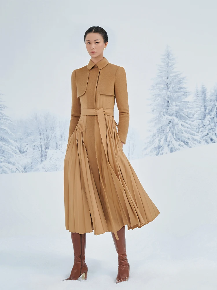 kleermaker winter kasjmier wollen plooijas jurk swingrok plus maat unieke outfit