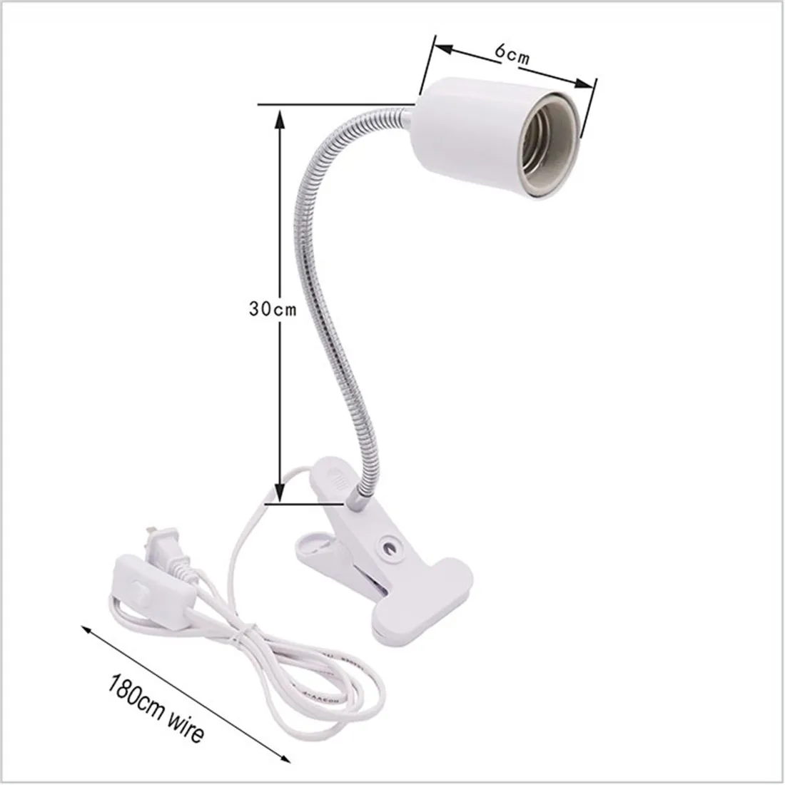 สีดําสีขาวปลั๊กคลิปสัตว์เลื้อยคลานโคมไฟความร้อนปรับ Gooseneck Aquarium ถังโคมไฟความร้อนสําหรับเต่า Lizard Snake Terrarium