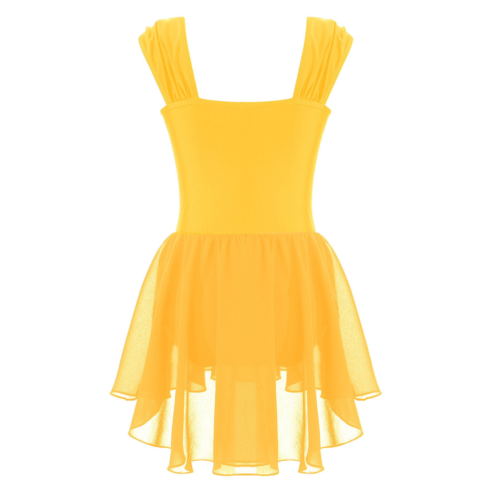 노란색 발레 댄스 복장 키즈 여자 민소매 메쉬 Tulle 발레 체조 레오타드 무대 공연 서정적 댄스 의상