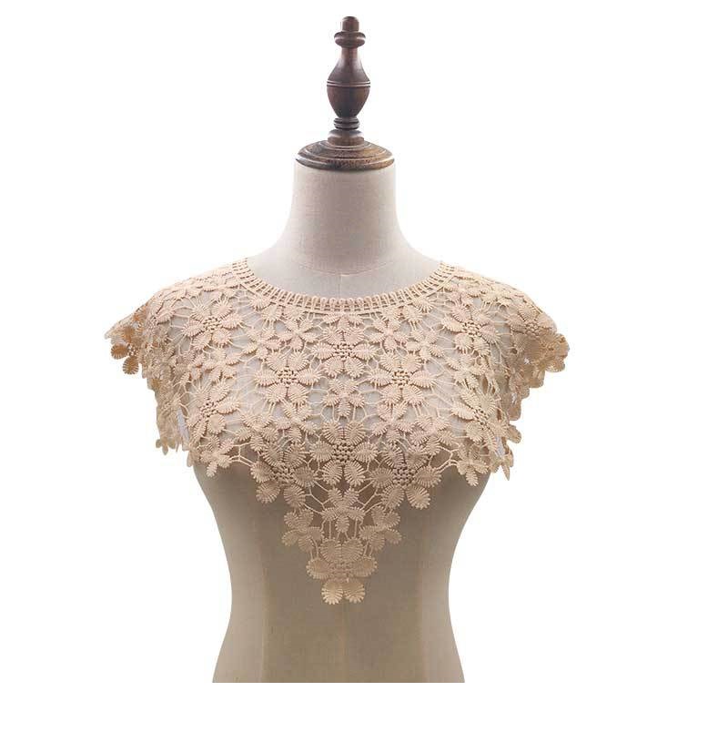 Solúvel em água gola de renda flor xale colete leite seda bordado corsage diy acessórios de renda colar falso