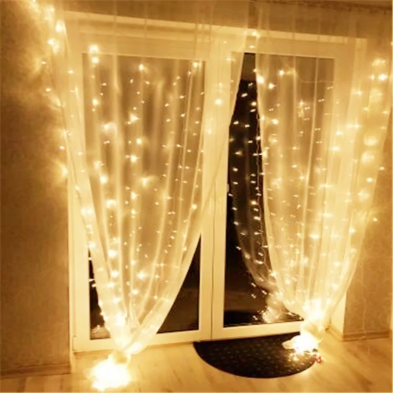 Màn 3*2.5M 240LED Dây Đèn Cổ Tích Icicle Ngoài Trời Vòng Hoa Đèn LED Cho Cửa Sổ Cưới Nhà Xmas Trang Trí chiếu Sáng