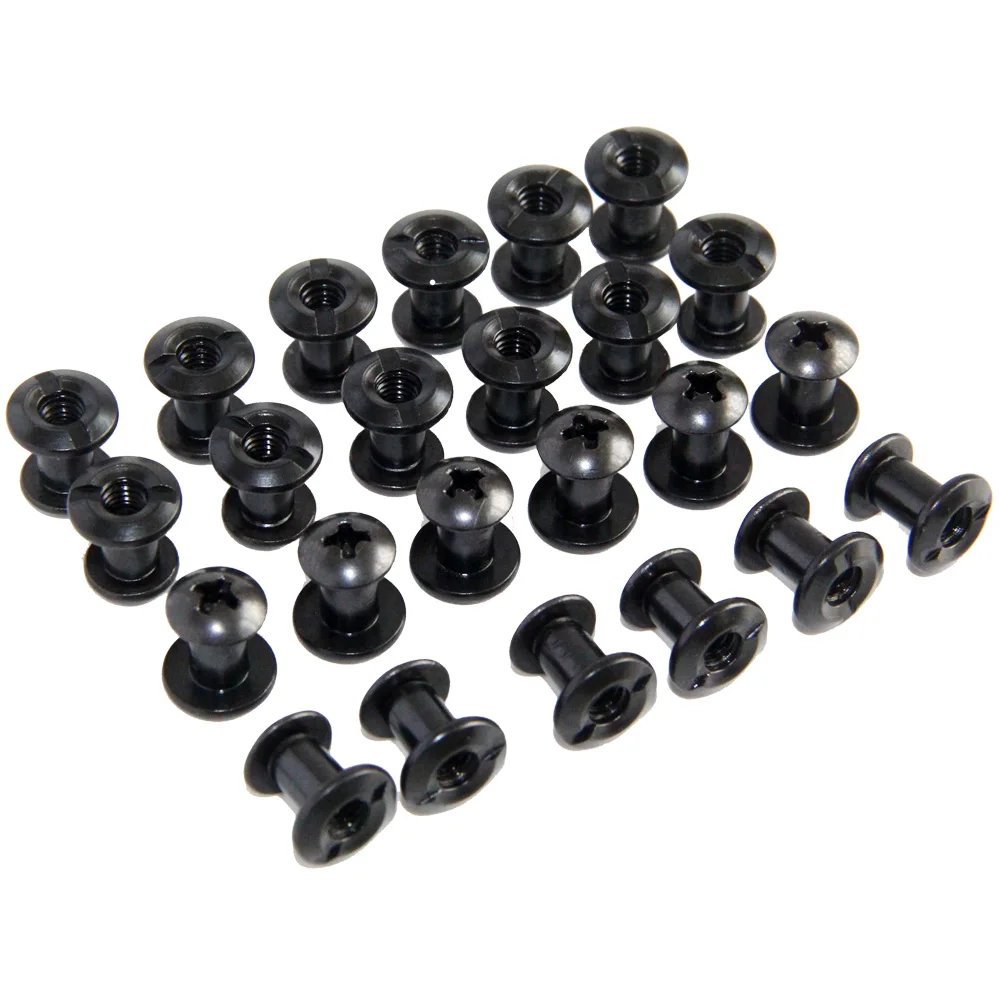 24 Uds. Tornillos tácticos negros Chicago postes ranurados y tornillo de cabeza cruzada DIY funda de cuero Kydex