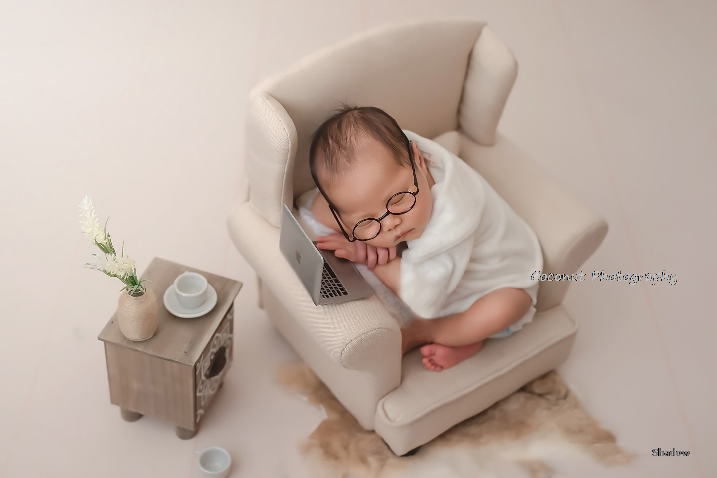 ココナッツ新生児写真プロップミニノートpc撮影アクセサリークリエイティブ赤ちゃんmoderntheme写真デコレーション小説飾り