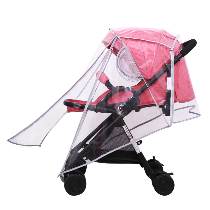 Acessórios para carrinho de bebê de eva, capa de chuva à prova d'água, transparente, proteção contra poeira e vento, zíper aberto para carrinhos de bebê, capa de chuva