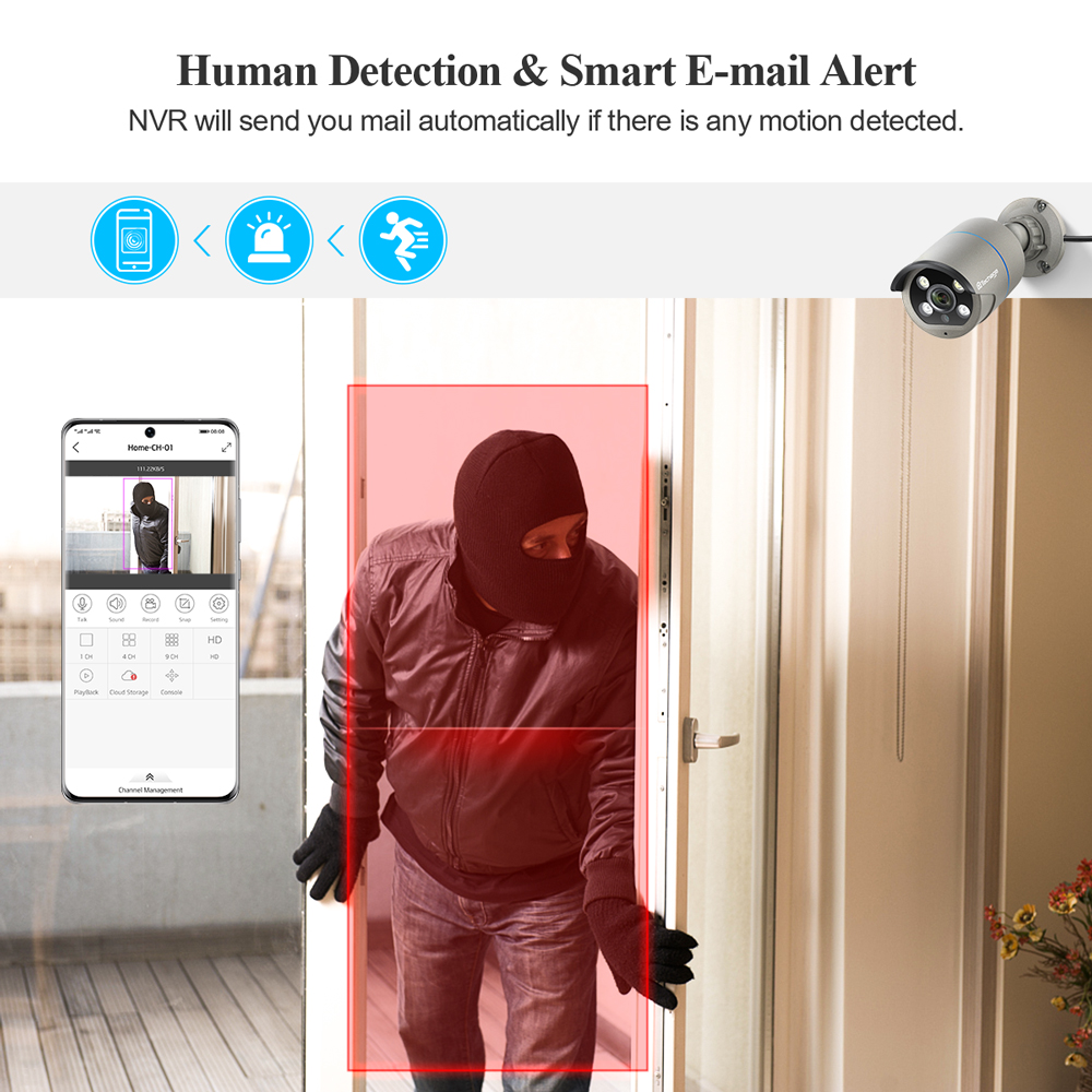 Techage H.265 8CH 4MP 5MP 1080P 4K POE NVR Âm Thanh Ra Giám Sát An Ninh Mạng Đầu Ghi Hình Lên Đến 16CH Cho POE Camera IP