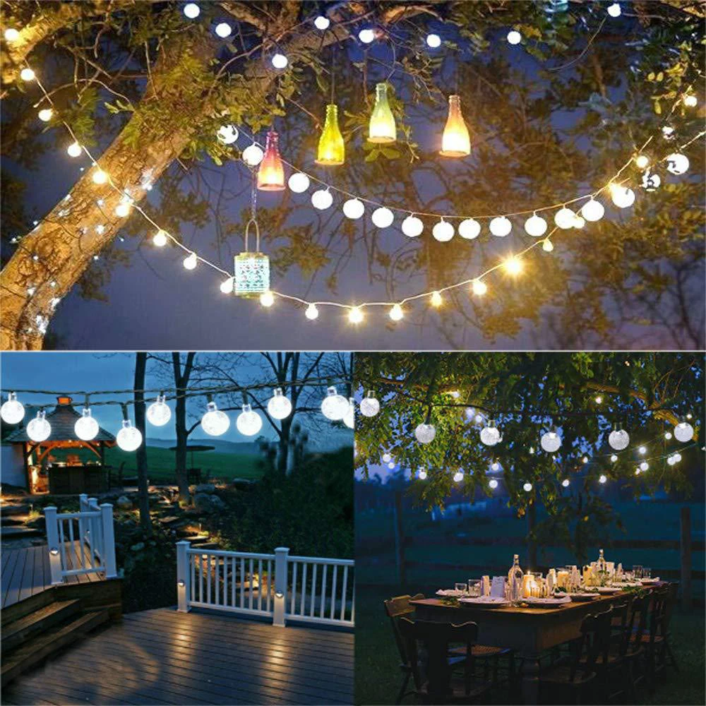 1.5M 3M 6M LED Sfera di cristallo Ghirlanda Luci della stringa Flash Lampada natalizia per interni 10/20/40 Lucine a LED Batteria/USB Operato