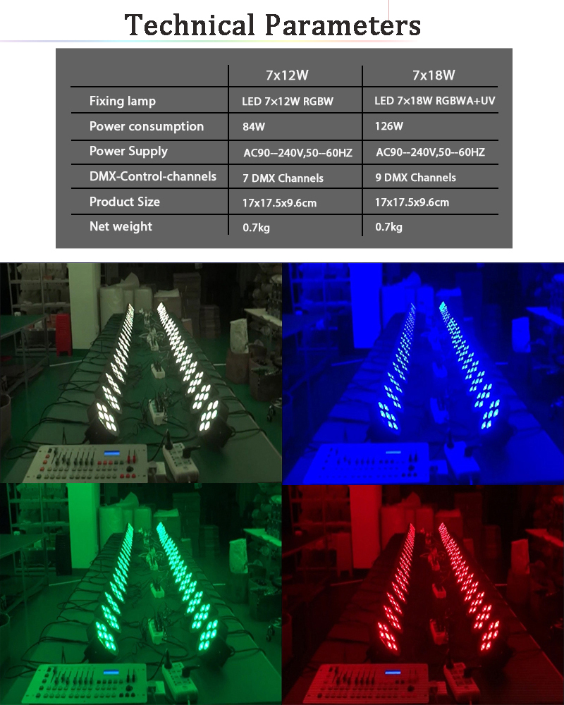 1PCS LED 7X18W RGBWA + UV Ngang Bằng Ánh Sáng Với DMX512 6in1 Pha Rửa Hiệu Ứng DJ disco Mini Led Điểm Bùng Phát 10W