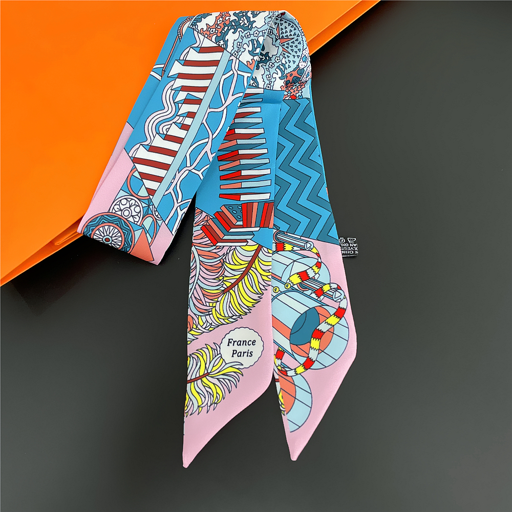 Bufanda para el pelo para mujer a la moda, nuevo diseño de marca, bufanda de seda de lujo, diadema con estampado de moda, bolso ajustado, bufandas, pañuelo para el cuello 2024