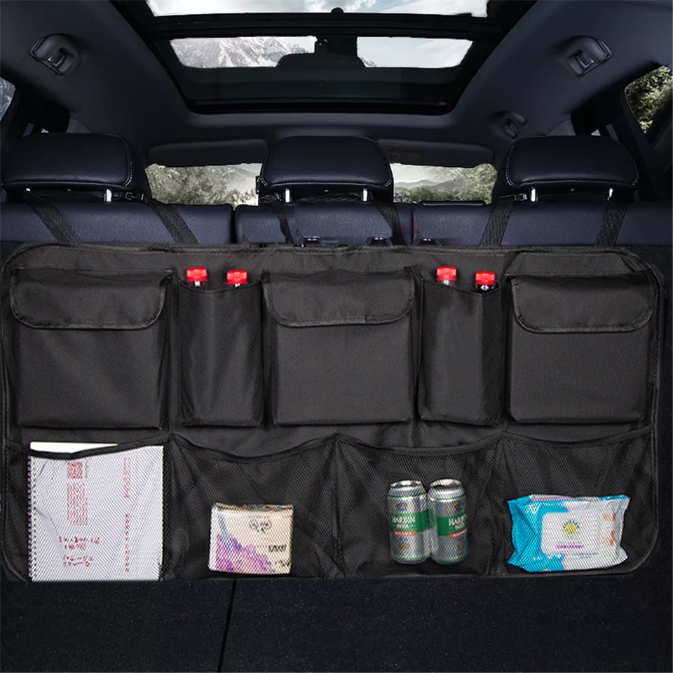 Auto Storage Organizer กระเป๋ารถ Universal ขนาดใหญ่ความจุ Backseat กระเป๋าเก็บ Trunk Cargo ผู้ถือตาข่ายกระเป๋า