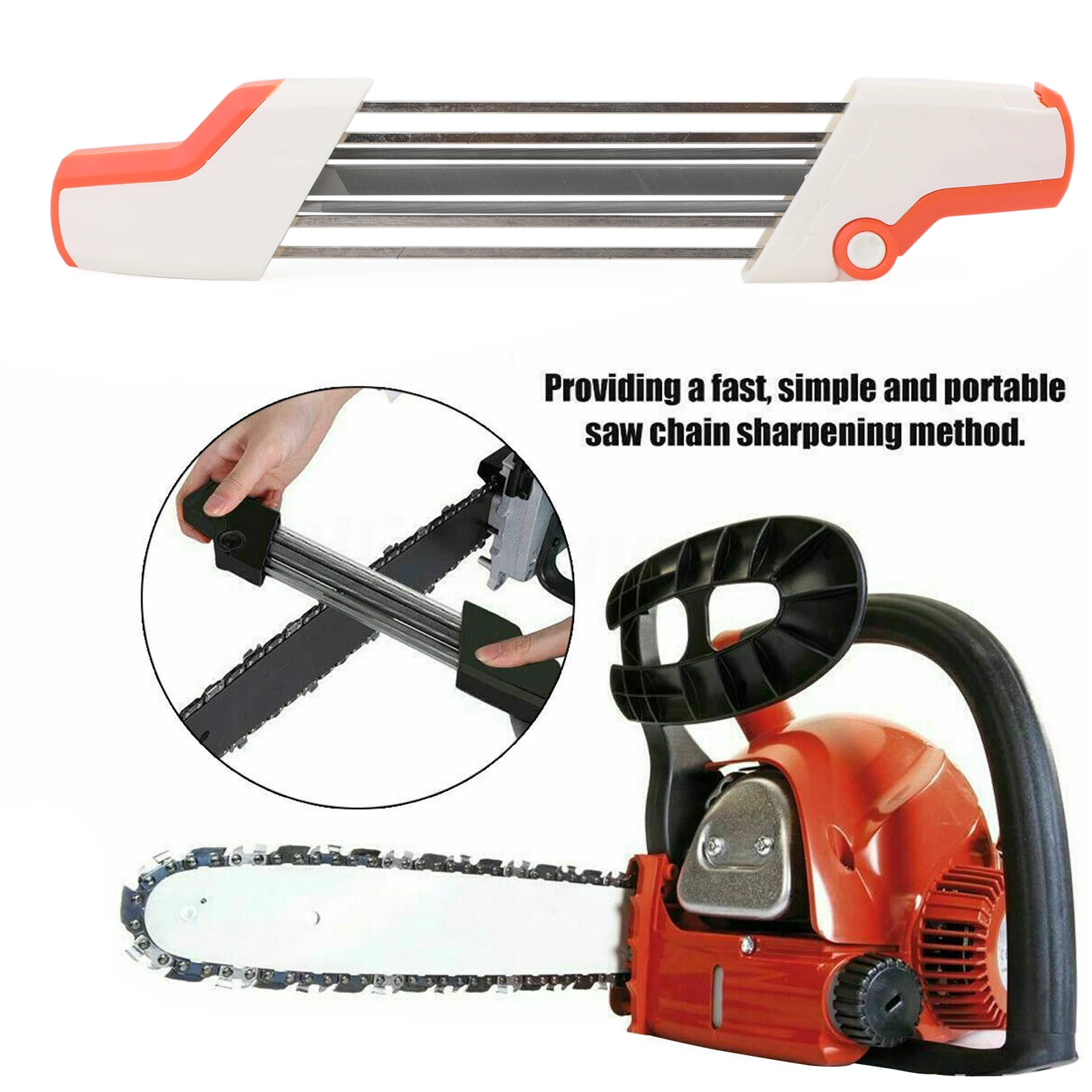 Areyourshop 4mm / 4.8mm / 5.2mm /5.5mm 2 IN 1 Easy Chainsaw File Chain Sharpener Whetstone Kits For Stihl