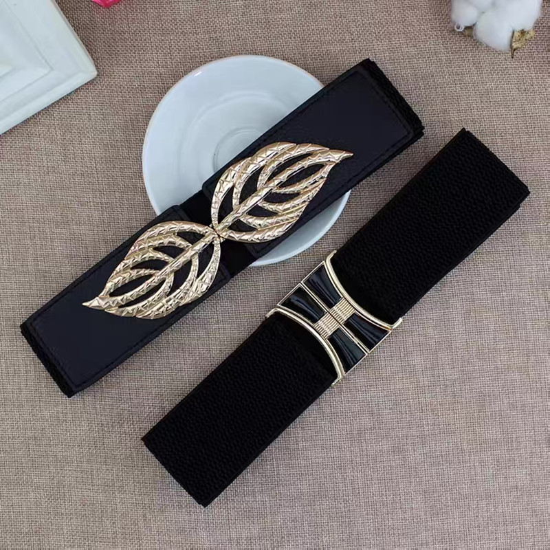 Cinturón elástico de cintura ancha para mujer, faja negra a la moda, cinturón para vestido, abrigo, accesorios de ropa