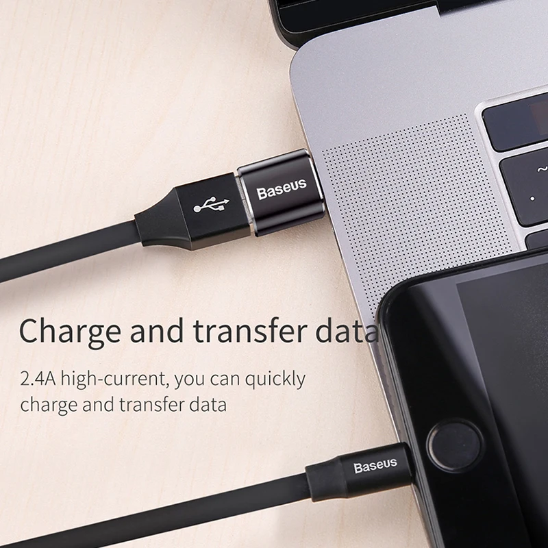 BASEUS-Adaptador USB a tipo C para móvil, convertidor OTG, USB-C macho a microUSB tipo C hembra, para MacBook, Samsung S20