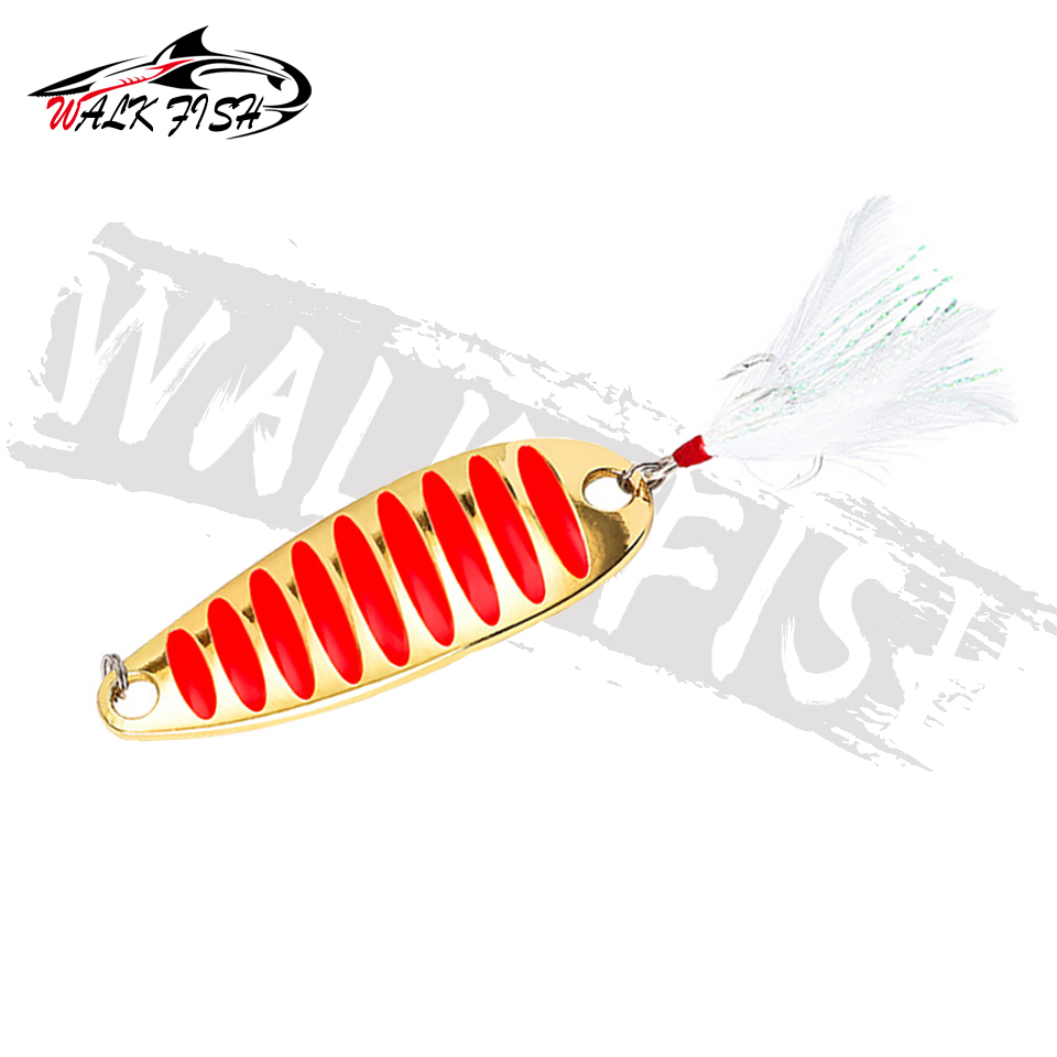 WALK FISH señuelo de cuchara de Pesca, Señuelos duros con pluma de metal, 5g, 7g, 10g, 15g, 20g, 30g