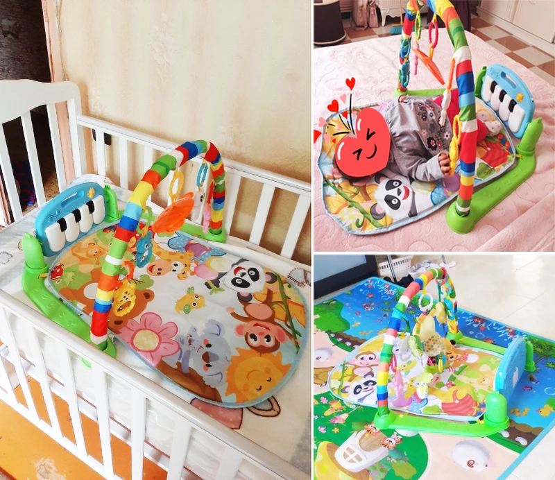 Musical bebê atividade ginásio rack jogar esteira criança quebra-cabeça tapete teclado de piano infantil playmat rastejando jogo almofada brinquedo do bebê presente
