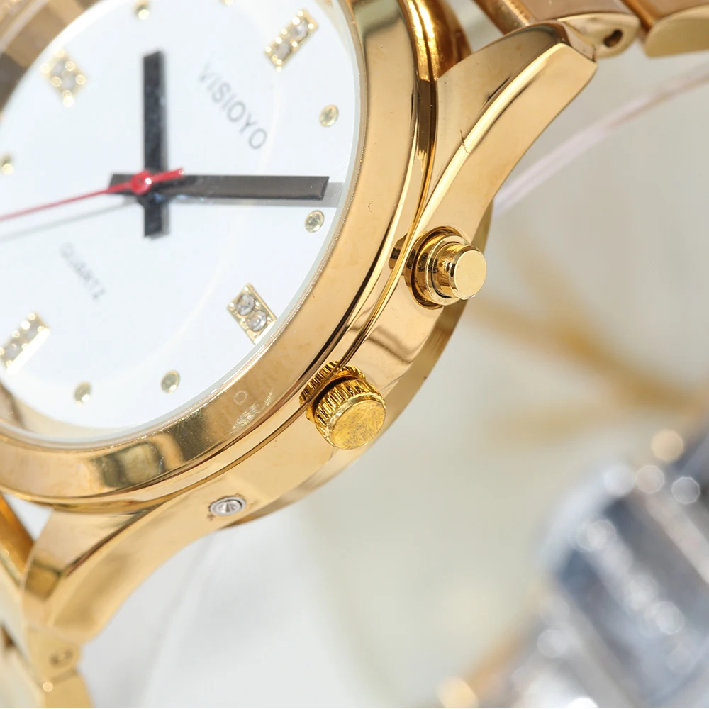 Französisch Sprechen Uhr mit Alarm Funktion, Reden Datum und zeit, Weißes Zifferblatt, Klapp Verschluss, goldene Fall TAG-404