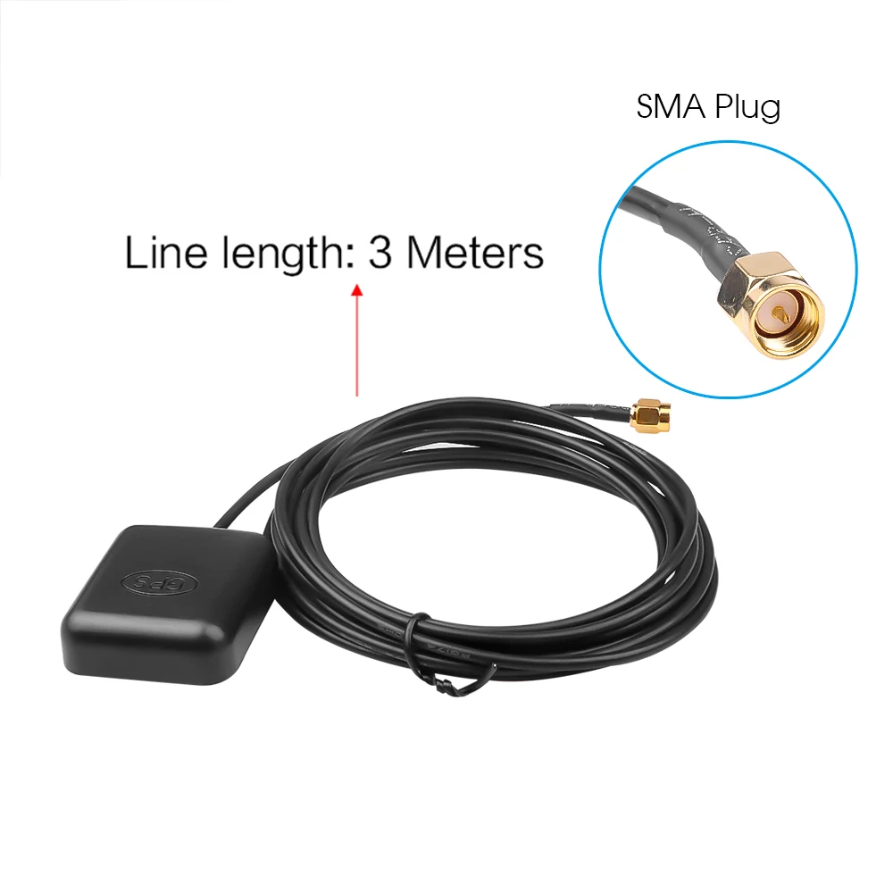 Cabo medidor de antena gps para carro, conector sma com conector de 90 graus, receptor gps, adaptador aéreo automático para reprodutor de navegação de carro d