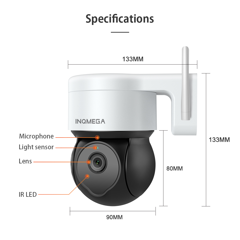 INQMEGA 5MP Tuya cámara PTZ para exteriores Ai detección humana 1080P cámara CCTV de seguridad agregar Google home y Alexa Wifi cámara IP para patio