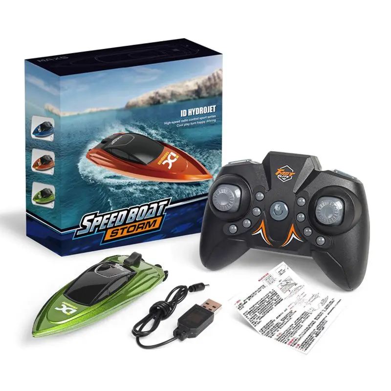 Mini RC เรือ 5 กม./ชม.วิทยุรีโมทคอนโทรลความเร็วสูงเรือ LED Light ปาล์มเรือฤดูร้อนน้ําของเล่นสระว่ายน้ําของเล่นรุ่นของขวัญ