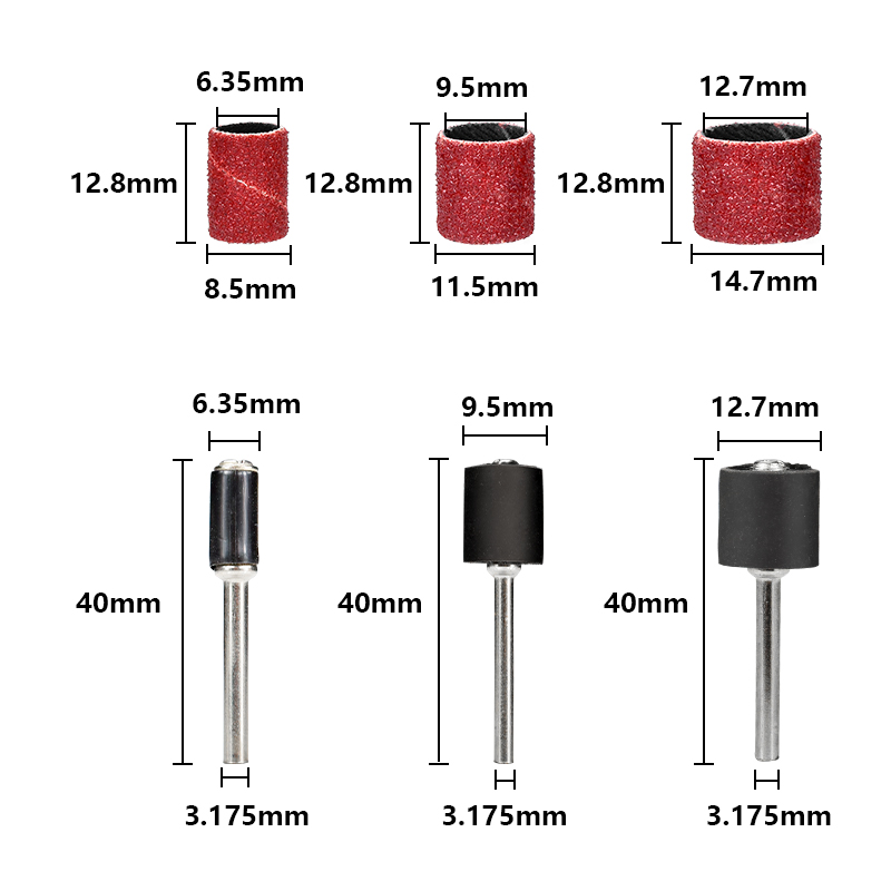 Ccmcp 102/132pcs conjunto de tambor de lixa 1/4 3/8 1/2 Polegada bandas de lixa com mandris de lixa para acessórios dremel de unhas