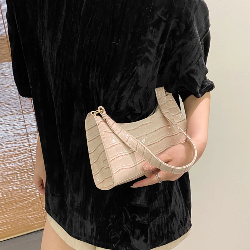 Moda sacos de couro do plutônio para as mulheres jacaré padrão axila bolsa feminina pequena axilas saco do mensageiro bolsa