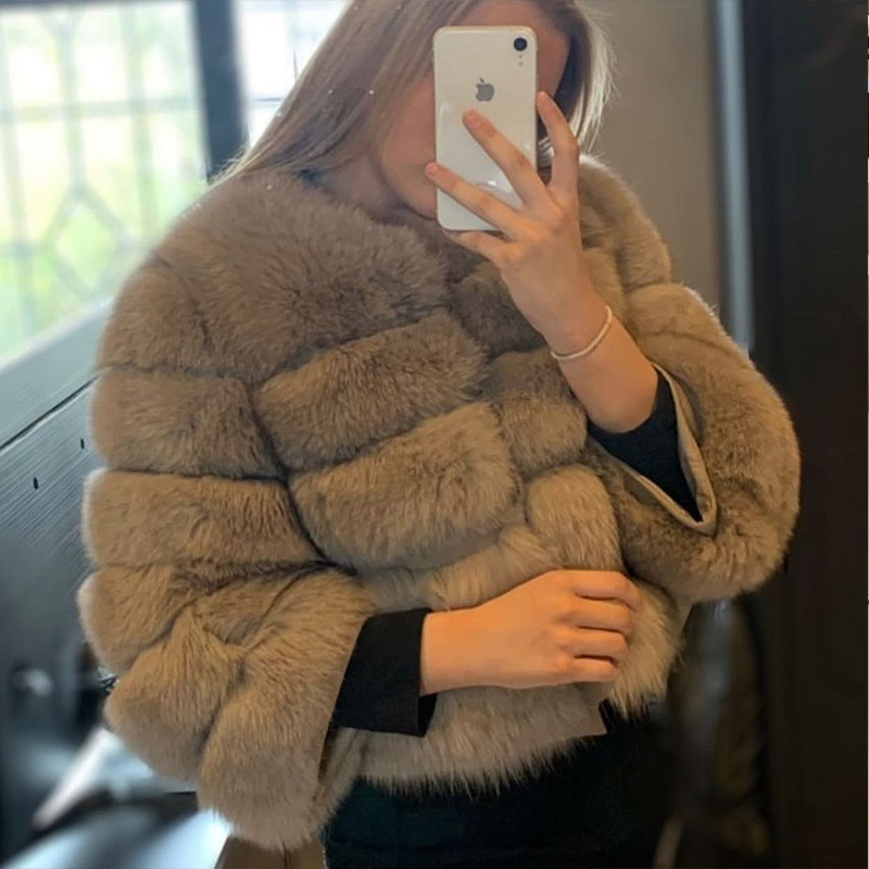2024 hiver nouveau 100% vraie peau de renard femmes manteau court en cuir de raton laveur naturel 60cm manches longues femmes en fourrure veste coupe - froid promotion