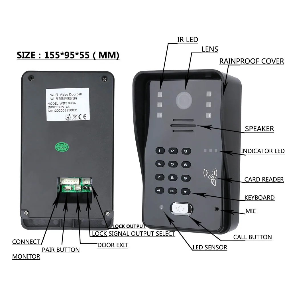 RFID Door Access Control Kit, Video Door Phone Intercom System, Electric Strike Lock, Controle Remoto Sem Fio, 7 "LCD, Câmera ao ar livre