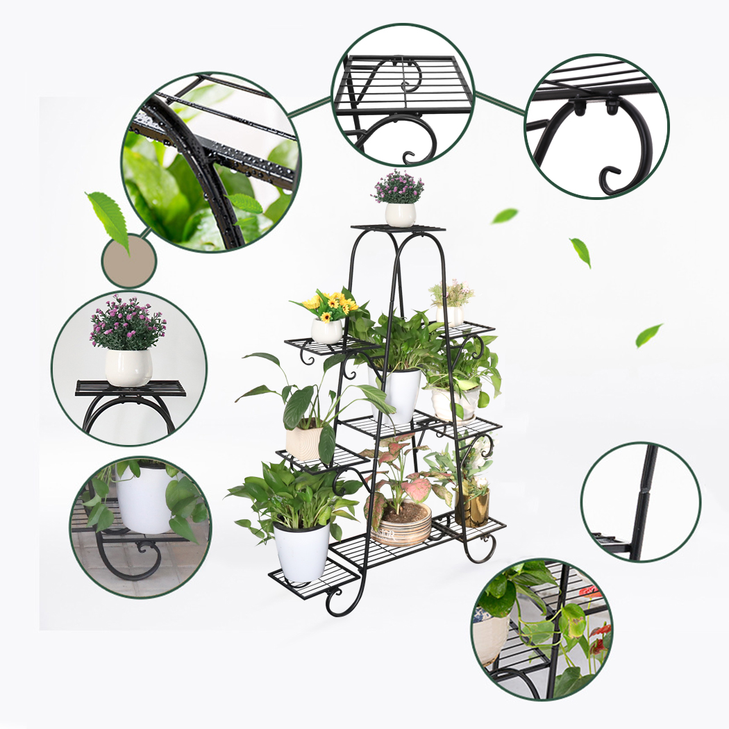 Supporto per piante a 9 livelli supporto per scaffale per piante in metallo per interni espositore per fioriere in vaso multistrato per esterni Patio Garden