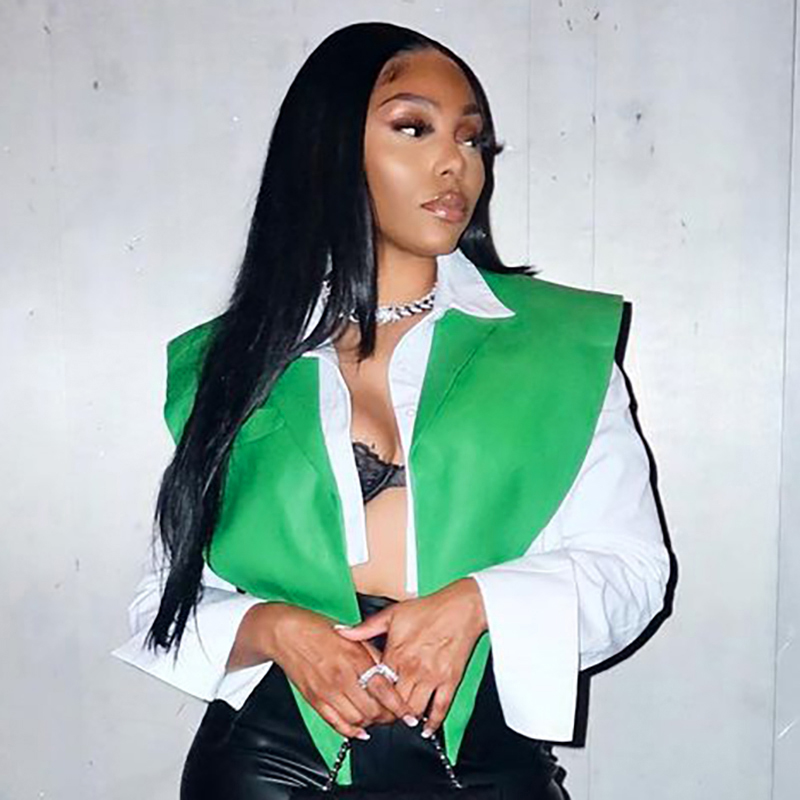 Майка женская из искусственной кожи, с английским воротником, осень 2021