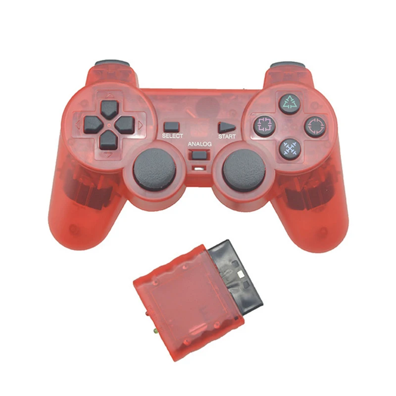 Trong Suốt Màu Sắc Tay Cầm Chơi Game Không Dây Cho Sony PS2 2.4G Rung Joystick Blutooth Bộ Điều Khiển Cho Máy Playstation 2 Joypad
