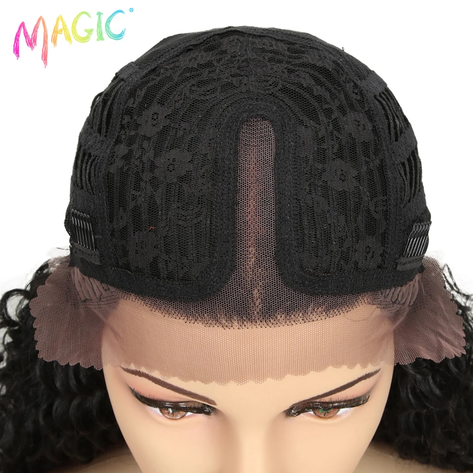 Magic วิกผมสังเคราะห์ลูกไม้ Wave วิกผม Omber วิกผมสีบลอนด์เส้นใยอุณหภูมิสูง Curly ผมวิกผมสําหรับผู้หญิงคอสเพลย์วิกผมลูกไม้ด้านหน้าด้านหน้า