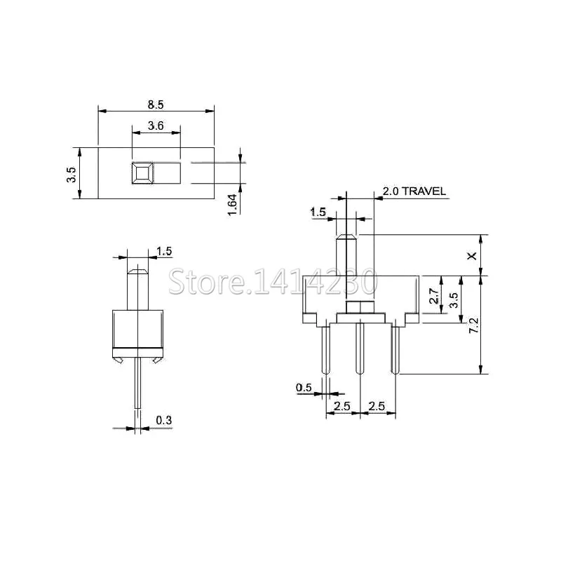 20 Pz SS12D00 Interruttore on-off mini Interruttore A Scorrimento 3pin 1P2T 2 Posizione Interruttore a levetta di Alta qualità Lunghezza Della Maniglia: 3 MM/4 MM/5 MM/6 MM