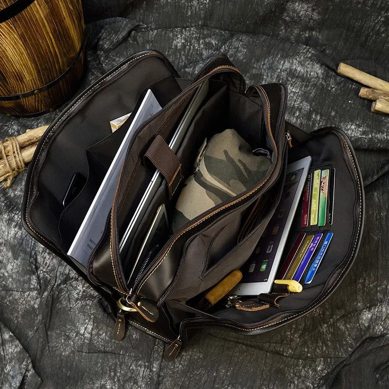 Luufan Echt leder Laptop Aktentasche für Männer Laptop Arbeit Tasche Büro Mann Portfolio Business Handtasche männlich Computer Tasche