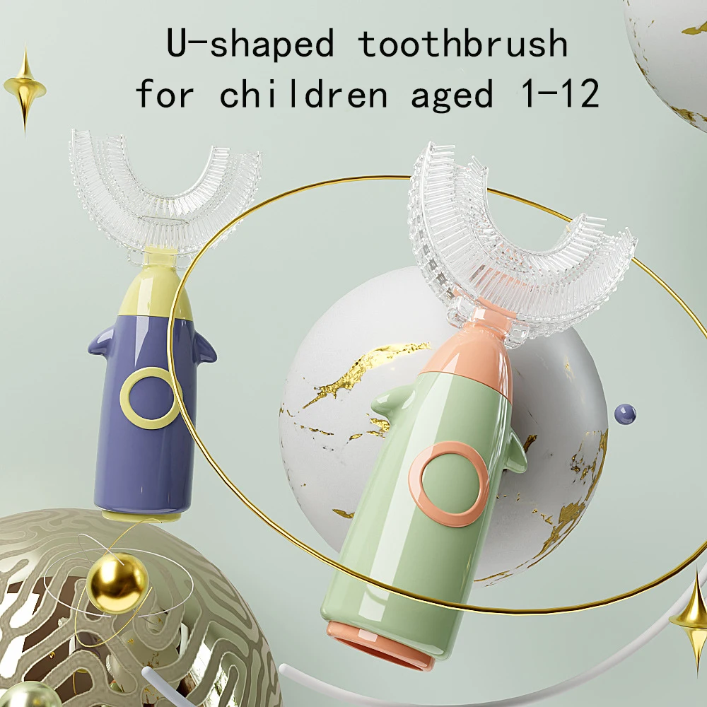 escova de dente infantil escova dente infantil Crianças escova de dentes u-forma 360 graus infantil mordedor escova de dentes do bebê crianças escova de silicone para crianças limpeza de cuidados orais 1-12 y