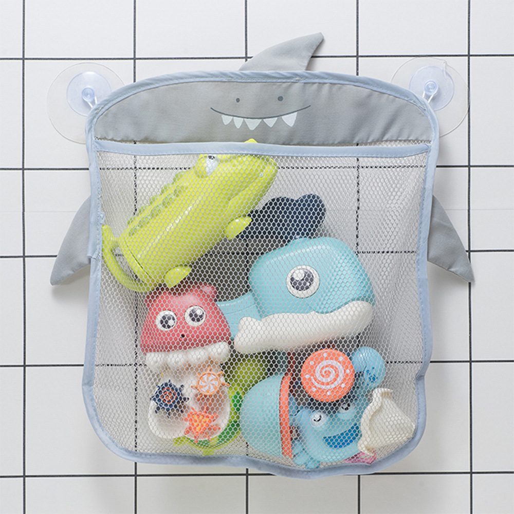 Nuevo bolso de malla para baño de bebé, diseño de ventosa para juguetes de baño, cesta para niños, formas de animales de dibujos animados, tela, juguetes de arena, bolsa de red de almacenamiento