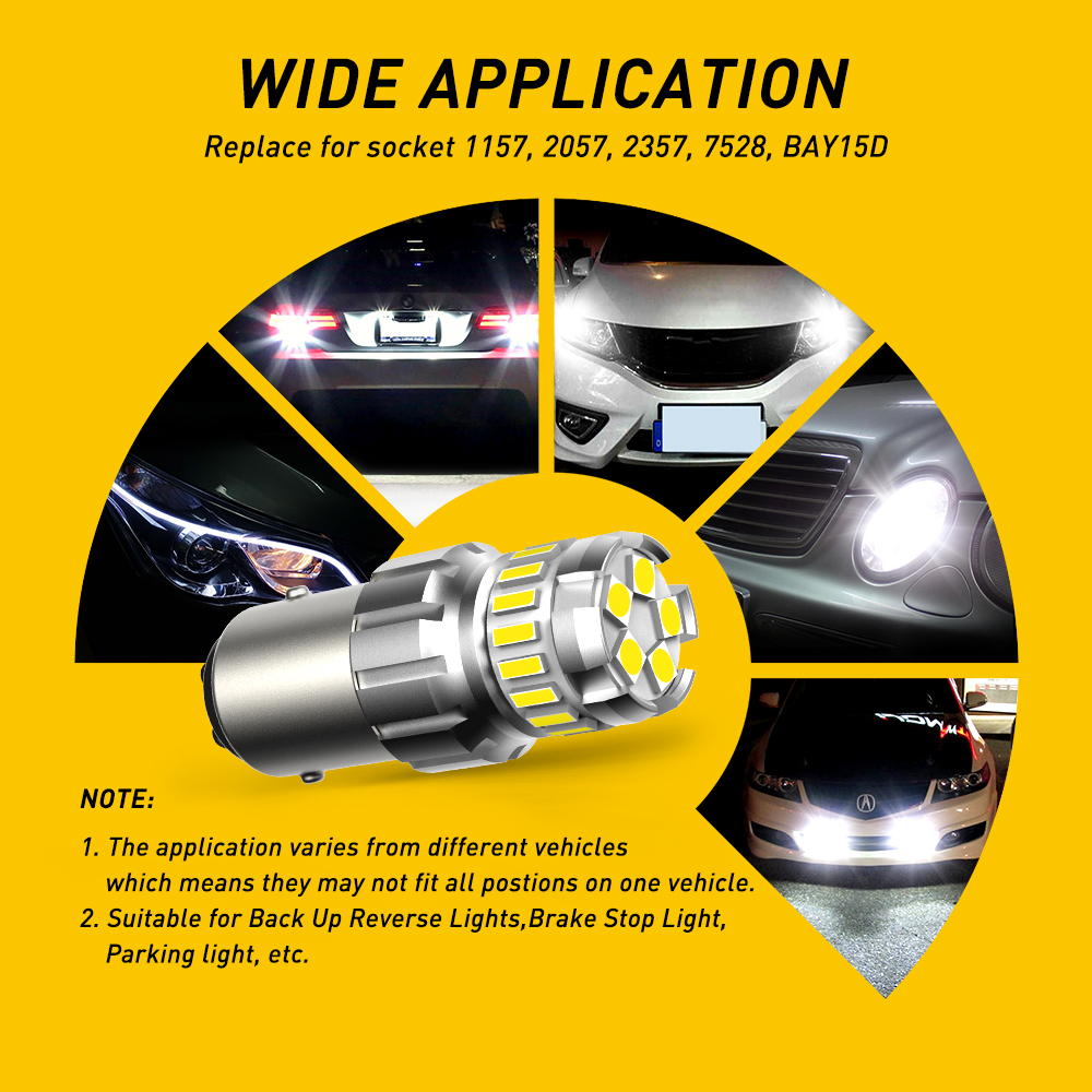 AUXITO 2 Chiếc P21W BA15S LED Xi Nhan Canbus 1156 BAY15D 1157 P21/5W Bóng Đèn LED T15 R5W Đèn Xe Ô Tô 6500K Đèn Phanh Ngược Đèn DRL
