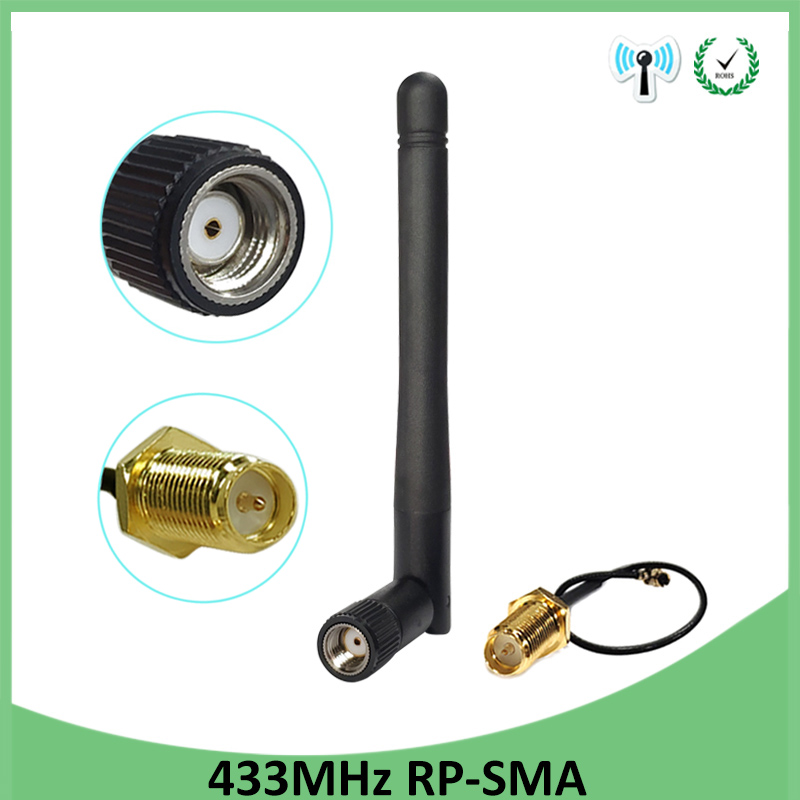 eoth 433 MHz Antenne 3dbi lora 433 MHz RP-SMA-Anschluss Gummi 433 m IOT Lorawan Antenne auf SMA-Stecker Verlängerungskabel Pigtail-Kabel