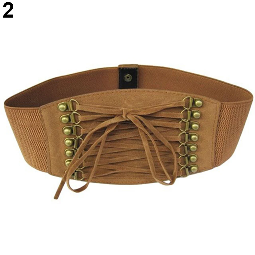 Cinturón elástico ancho para mujer, cinturón elástico con borlas, corsé con cordones, cintura, faja