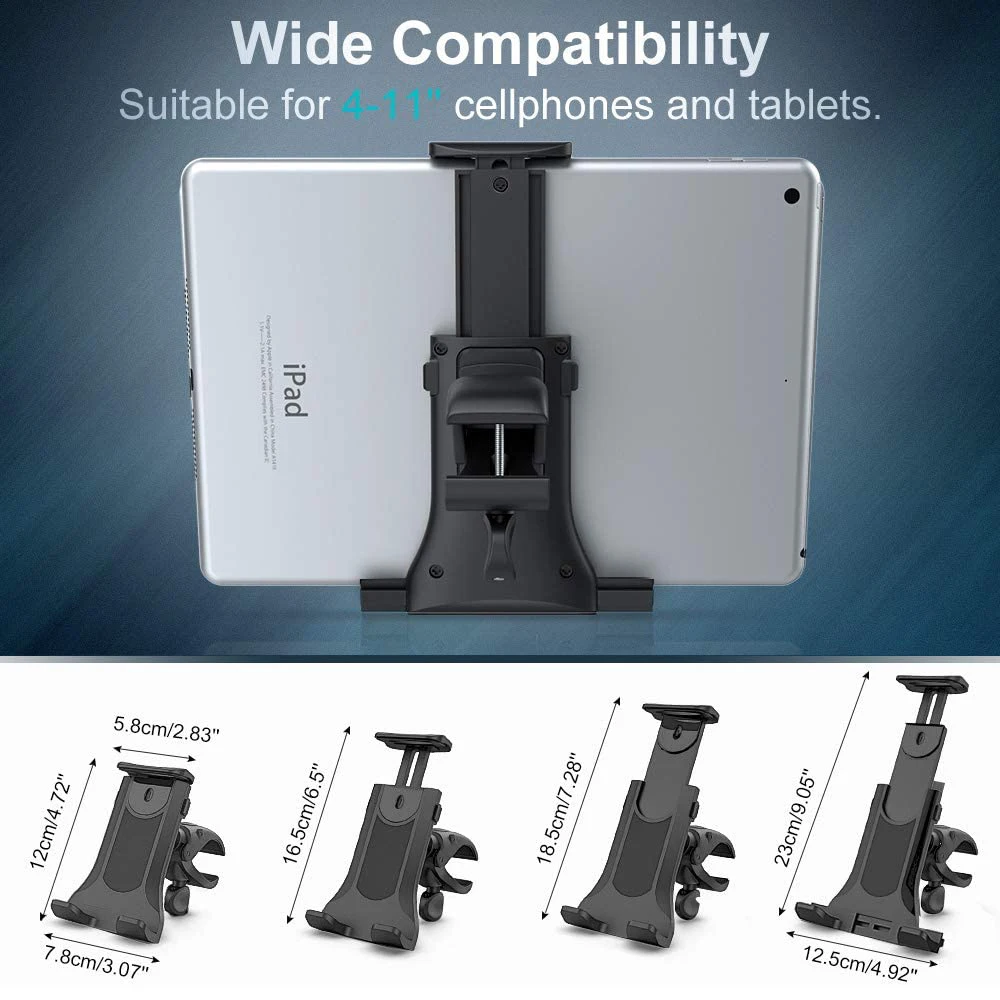 Untoom จักรยานผู้ถือแท็บเล็ตในร่ม GYM ลู่วิ่ง Handlebar Bracket สําหรับแท็บเล็ตโทรศัพท์มือถือรองรับ 4-12 นิ้วอุปกรณ์ iPad