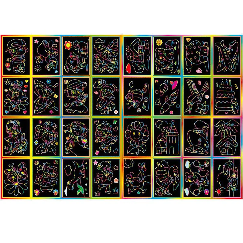 20 Chiếc/10 Cái Magic Xước Nghệ Thuật Doodle Miếng Lót Tranh Cát Thẻ Đầu Giáo Dục Học Sáng Tạo Vẽ Đồ Chơi trẻ Em