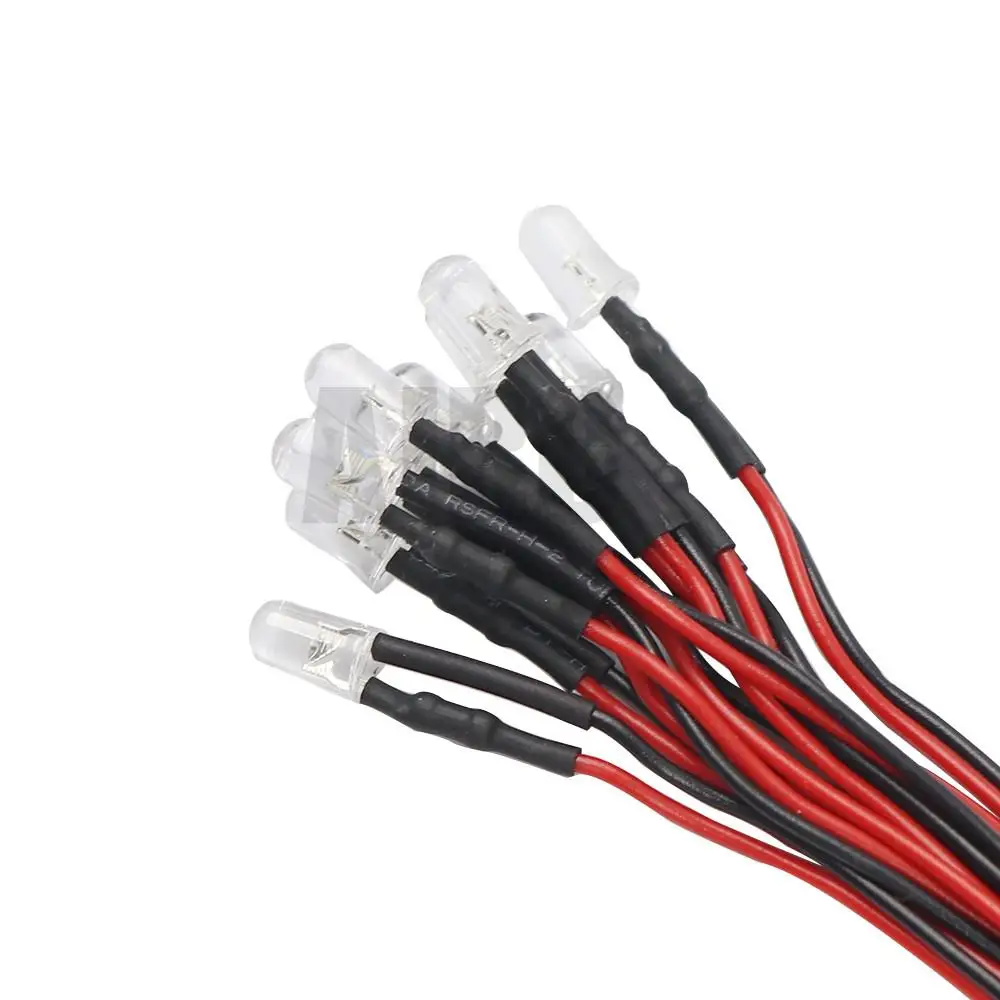 10 ชิ้น 3 มิลลิเมตร 5 มิลลิเมตร 3 โวลต์ - 12 โวลต์ไฟ Led สีแดงสีขาวสีเหลืองสําหรับ 1/10 Rc Crawler รถ Traxxas Trx4 G63 Axial Scx10 D90 D110 Rgt Hsp Yikong